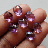 7x9mm Amethyst Oval Checkboard Stones, Amethyst Rose Cut Both Side