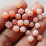5mm Pink Opal Cabochon Lot, Plain Round 5 Pieces Loose Pink Opal Gems Flat Back Cabochons - GODP850