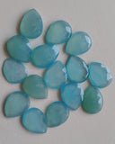 12x16mm Blue Chalcedony Rose Cut Pear Flat Back Cabochons, Blue Cabochons Faceted Pear Cabochons For Jewelry (5 Pcs To 10 Pcs) - BGP333Z
