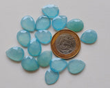 12x16mm Blue Chalcedony Rose Cut Pear Flat Back Cabochons, Blue Cabochons Faceted Pear Cabochons For Jewelry (5 Pcs To 10 Pcs) - BGP333Z