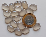 15mm Gray Chalcedony Fancy Rose Cut Cabochon, Natural Gray Faceted Flat Back