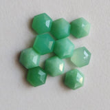 6-7.5mm Chrysoprase Faceted Hexagon Flat Back Cabochons, Chrysoprase Rose Cut