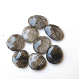 16-18mm Black Rutile Quartz Rose Cut Cabochon, 4 Pieces Black Rutile Faceted Rose Cut Flat Back Cabochons For Jewelry - KS176Z