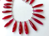 Pink Chalcedony Faceted Long Drop Bead, 7x20mm To 9x22mm Chlacedony Briolette Pink Faceted Tear Drop Beads, 5 Pieces - PDG371