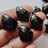 15-17mm Black Onyx Fancy Cut Cabochon, Onyx Rose Cut Gemstones, Flat Back
