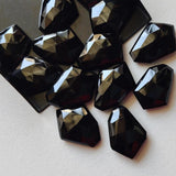 15-17mm Black Onyx Fancy Cut Cabochon, Onyx Rose Cut Gemstones, Flat Back
