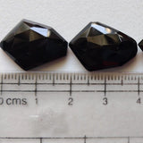 15-17mm Black Onyx Fancy Cut Cabochon, Onyx Rose Cut Gemstones, Flat Back