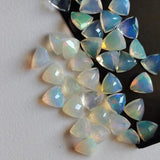 8mm Ethiopian Opal Trillion Cut Stone, Ethiopian Faceted Fire Opal Cabochon