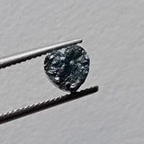 5.2mm Blue Rough Diamond Heart, Loose Flat Blue Heart Shape Diamond Cabochon