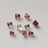 3mm Pink Tourmaline Princess Shape Cut Stones, Natural Faceted Pink Tourmaline