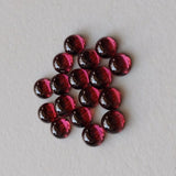 3.5-4mmm Garnet Plain Flat Back Plain Round Cabochons, Loose Garnet For Jewelry
