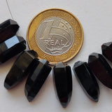 19-23 mm Black Chalcedony Faceted Horn Beads, Black Chalcedony Horn Beads
