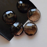 18mm Smoky Quartz Round Double Side Checker Cut Gems, Smoky Quartz, 2 Pcs
