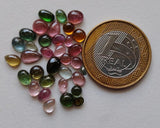 3-9mm Tourmaline Plain Mix Shape Cabochons, Natural Multi Tourmaline Flat Back
