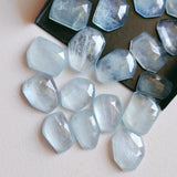 15-16mm Aquamarine Fancy Rose Cut Cabochons, Natural Aquamarine Gemstones Faceted Flat Back Cabochons, 2 Pieces - PNT50A