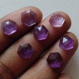 7-7.5mm Amethyst Faceted Hexagon Flat Back Cabochons, Amethyst Rose Cut Hexagon