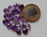 7-7.5mm Amethyst Faceted Hexagon Flat Back Cabochons, Amethyst Rose Cut Hexagon