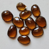 12-16mm Beer Colored Crystal Quartz Rose Cut Cabochon, 5 Pieces Orange Yellow Colored Crystal Quartz Rose Cut Cabochons For Jewelry - BCQ