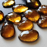 12-16mm Beer Colored Crystal Quartz Rose Cut Cabochon, 5 Pieces Orange Yellow Colored Crystal Quartz Rose Cut Cabochons For Jewelry - BCQ