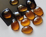 12-16mm Beer Colored Crystal Quartz Rose Cut Cabochon, 5 Pieces Orange Yellow Colored Crystal Quartz Rose Cut Cabochons For Jewelry - BCQ