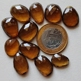 12-16mm Beer Colored Crystal Quartz Rose Cut Cabochon, 5 Pieces Orange Yellow Colored Crystal Quartz Rose Cut Cabochons For Jewelry - BCQ