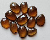 12-16mm Beer Colored Crystal Quartz Rose Cut Cabochon, 5 Pieces Orange Yellow Colored Crystal Quartz Rose Cut Cabochons For Jewelry - BCQ