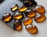 12-16mm Beer Colored Crystal Quartz Rose Cut Cabochon, 5 Pieces Orange Yellow Colored Crystal Quartz Rose Cut Cabochons For Jewelry - BCQ