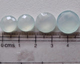 13-14mm Aqua Chalcedony Faceted Round Stones, 5 Pieces Loose Aqua Chalcedony Double Side Cut Gemstones For Jewlery - KS169A