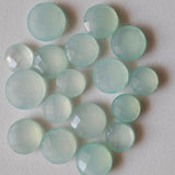 13-14mm Aqua Chalcedony Faceted Round Stones, 5 Pieces Loose Aqua Chalcedony Double Side Cut Gemstones For Jewlery - KS169A