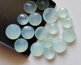 13-14mm Aqua Chalcedony Faceted Round Stones, 5 Pieces Loose Aqua Chalcedony Double Side Cut Gemstones For Jewlery - KS169A