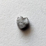 5.2mm Grey Rough Diamond Heart, Flat Grey Heart Raw Diamond Cabochon For Jewelry