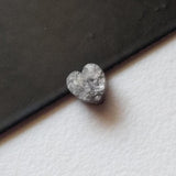 5.2mm Grey Rough Diamond Heart, Flat Grey Heart Raw Diamond Cabochon For Jewelry