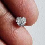 5.2mm Grey Rough Diamond Heart, Flat Grey Heart Raw Diamond Cabochon For Jewelry