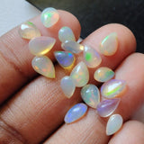 3x4-5x7mm Ethiopian Opal Plain Pear Flat Back Cabochons, Natural Rare Opal