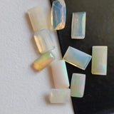 5x7mm-5.5x11mm Ethiopian Opal Emerald Cut Stone, 5 Pcs Natural Faceted Cut Opal