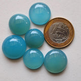 16-20mm Blue Chalcedony Plain Round Cabochon, Blue Chalcedony Flat Back Stone