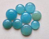16-20mm Blue Chalcedony Plain Round Cabochon, Blue Chalcedony Flat Back Stone