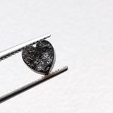 5.3mm Black Rough Diamond Heart, Loose Raw Flat Black Black Heart Diamond Cabochon For Jewelry - PDD981