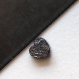 5.1mm Black Rough Diamond Heart, Flat Black Heart Loose Raw Diamond Cabochon