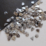 3-5mm Salt And Pepper Rough Diamond Chips, Loose Raw Uncut Diamond Chips / Slices For Jewelry (1Ct To 5Ct) - PDD982