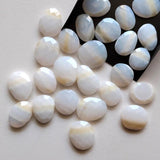 15-18mm White Opal Cabochon, Beautiful Opal Rose Cut Flat Back Cabs, 5 Pieces White Faceted Gems For Jewelry - PSG409
