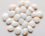 15-18mm White Opal Cabochon, Beautiful Opal Rose Cut Flat Back Cabs, 5 Pieces White Faceted Gems For Jewelry - PSG409