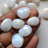 15-18mm White Opal Cabochon, Beautiful Opal Rose Cut Flat Back Cabs, 5 Pieces White Faceted Gems For Jewelry - PSG409