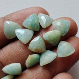 8mm Amazonite Trillion Faceted Gemstones, 6 Pcs Loose Double Side Cut Amazonite Trillion Gemstones For Jewelry - KRS295Z