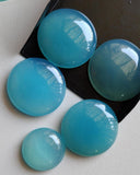 25-28mm Huge Blue Chalcedony Plain Round Cabochon, Blue Chalcedony Flat Back