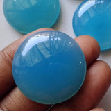 25-28mm Huge Blue Chalcedony Plain Round Cabochon, Blue Chalcedony Flat Back
