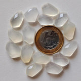 16-18mm White Chalcedony Fancy Rose Cut Cabochon, White Chalcedony Flat Back