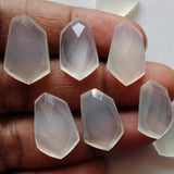 16-18mm White Chalcedony Fancy Rose Cut Cabochon, White Chalcedony Flat Back
