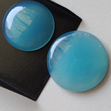 30-35mm Huge Blue Chalcedony Plain Round Cabochon, 1 Piece Blue Chalcedony Flat Back Stone Cabochons For Jewelry - KRS324Z