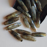 28mm Labradorite Both Side Faceted Stick Gemstones, Loose 1Pc Labradorite